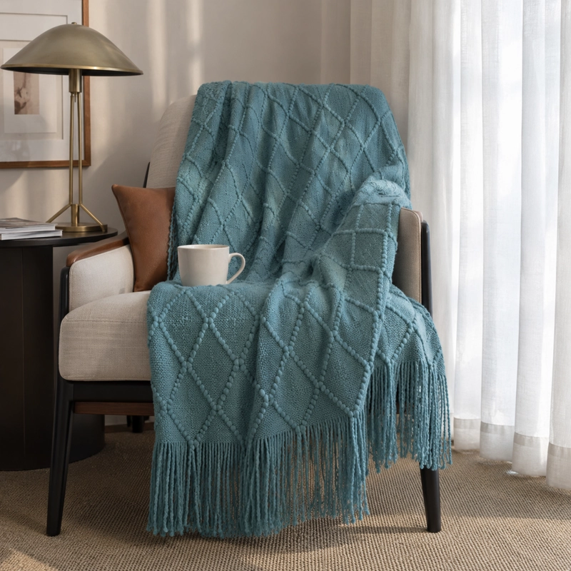 MANTA VERDE LIVIANA DECORATIVA PARA CAMA Y SILLON 012 DISEÑO MODERNO - 2