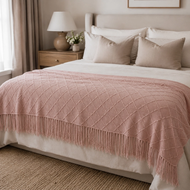 MANTA ROSA LIVIANA DECORATIVA PARA CAMA Y SILLON 012 ESTILO UNICO - 1