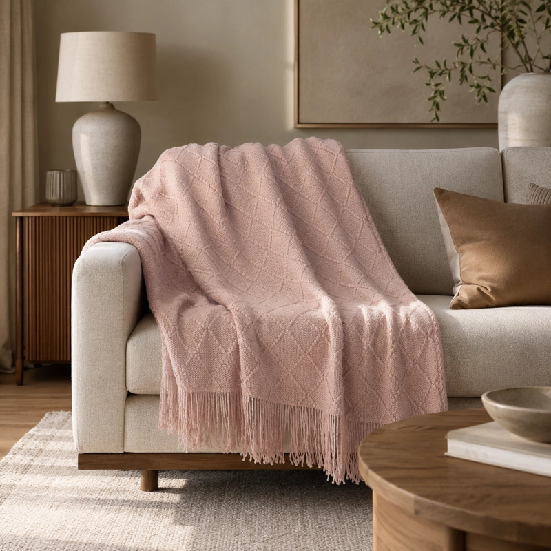 MANTA ROSA LIVIANA DECORATIVA PARA CAMA Y SILLON 012 ESTILO UNICO - 5