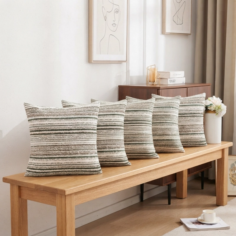 FUNDAS DECORATIVA DE COJIN ESTILO RUSTICO MODERNO VERDE PACK 5 806 ESTILO UNICO - 5