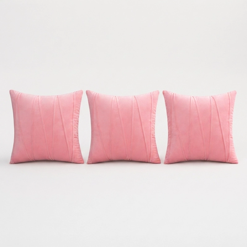 SET DE 3 FUNDAS PARA COJIN CUADRADAS 45X45 CM POLIE STER ROSA - 5