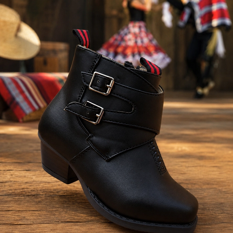 ZAPATO DE HUASO NIÑO DOBLE HEBILLA CON CIERRE 7295 - 2