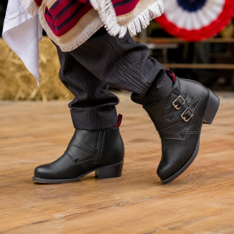 ZAPATO DE HUASO NIÑO DOBLE HEBILLA CON CIERRE 7295 - 5