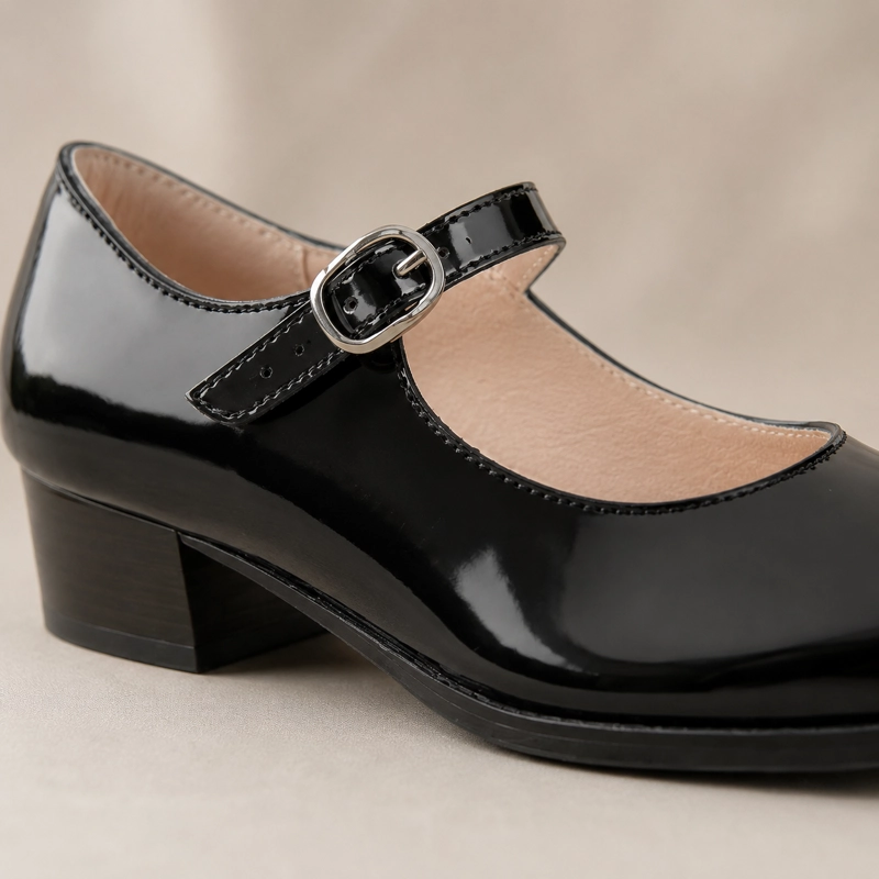 ZAPATOS FOLCLORICOS NIÑA CHAROL TACO 7291 ELEGANTE - 3