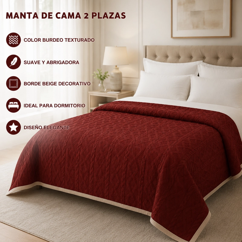FRAZADA SHERPA BURDEO 2 PLAZAS DISEÑO GEOME TRICO 200X230 CM - 10