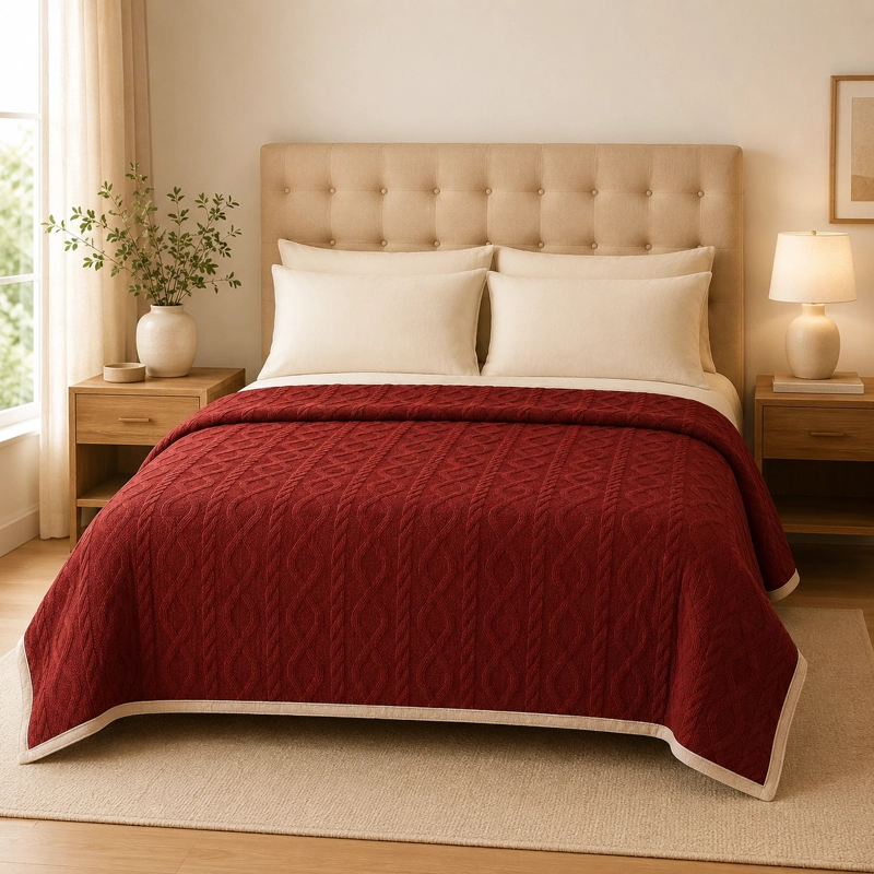 FRAZADA SHERPA BURDEO 2 PLAZAS DISEÑO GEOME TRICO 200X230 CM - 2