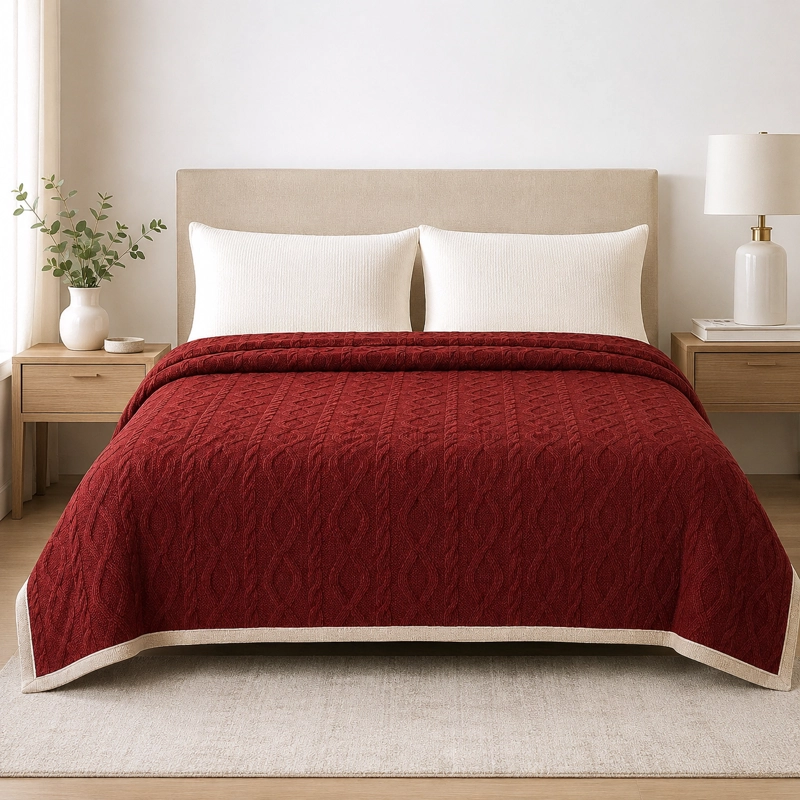 FRAZADA SHERPA BURDEO 2 PLAZAS DISEÑO GEOME TRICO 200X230 CM - 3