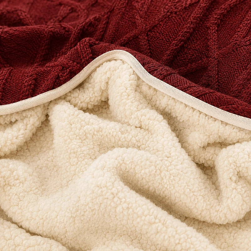 FRAZADA SHERPA BURDEO 2 PLAZAS DISEÑO GEOME TRICO 200X230 CM - 7