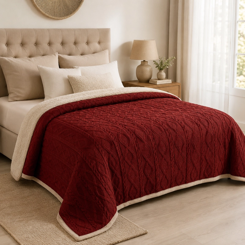 FRAZADA SHERPA BURDEO 2 PLAZAS DISEÑO GEOME TRICO 200X230 CM - 8
