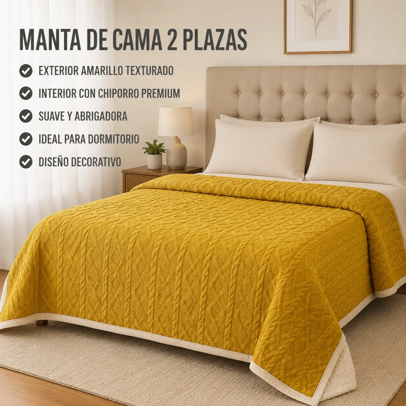 MANTA SUAVE SHERPA ARMONIA AMARILLO 2 PLAZAS GEOME TRICO - 11