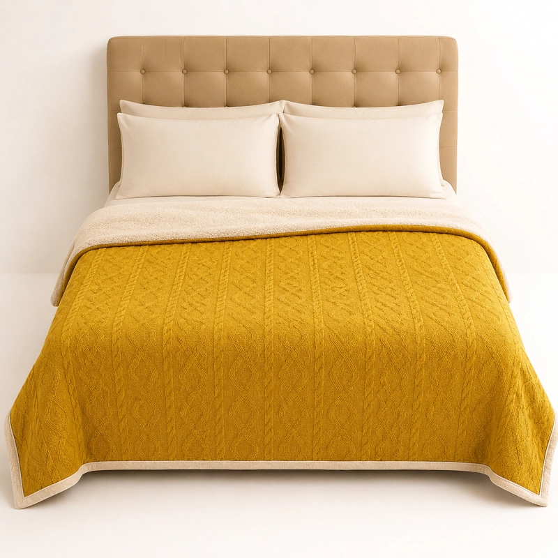 MANTA SUAVE SHERPA ARMONIA AMARILLO 2 PLAZAS GEOME TRICO - 2
