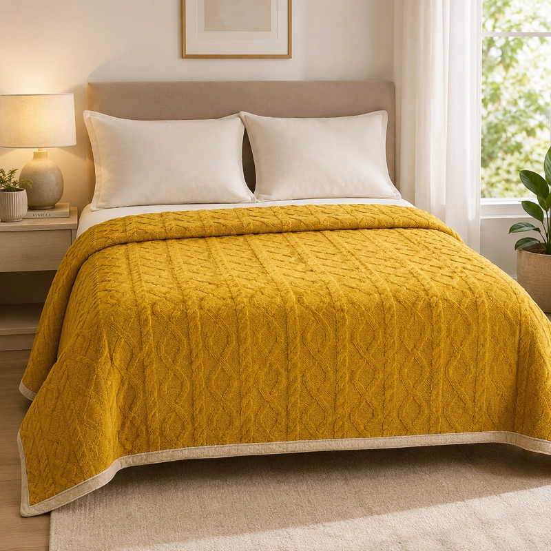 MANTA DE POLIE STER SHERPA ARMONIA AMARILLO 2 PLAZAS 200X230CM - 1