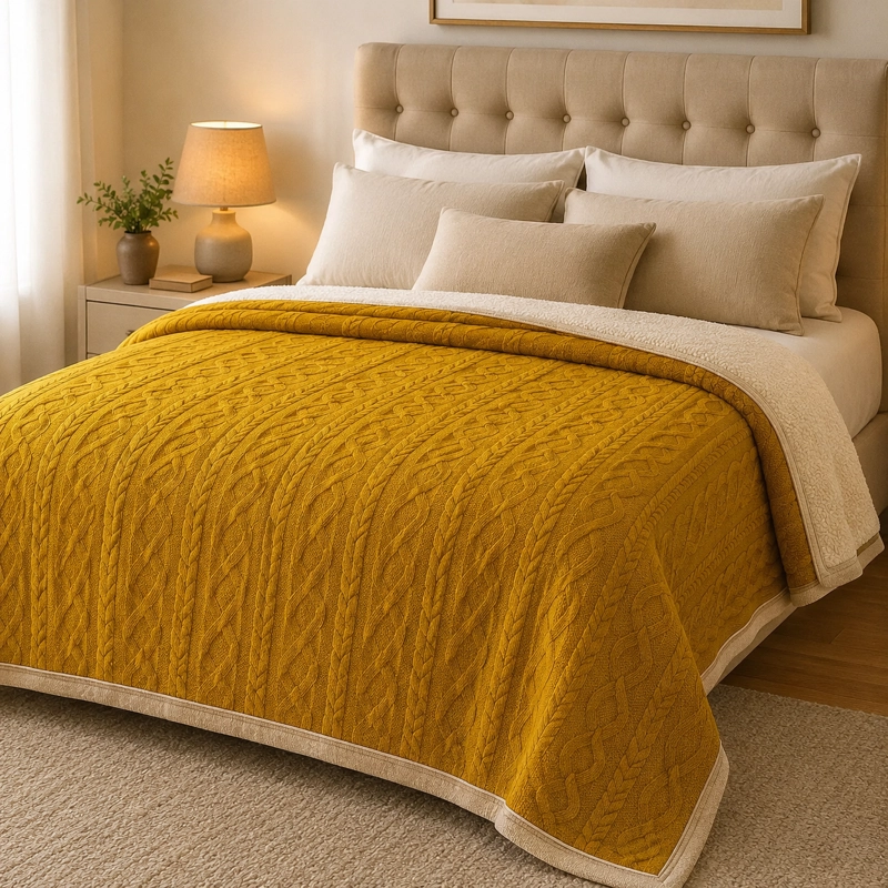 MANTA DE POLIE STER SHERPA ARMONIA AMARILLO 2 PLAZAS 200X230CM - 3