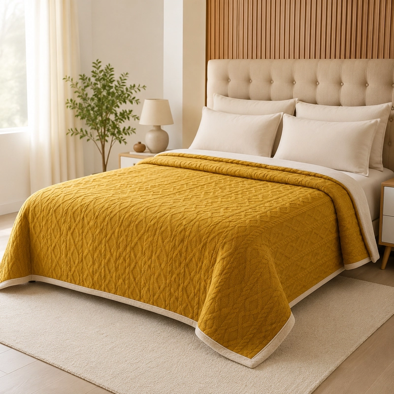 MANTA DE POLIE STER SHERPA ARMONIA AMARILLO 2 PLAZAS 200X230CM - 5