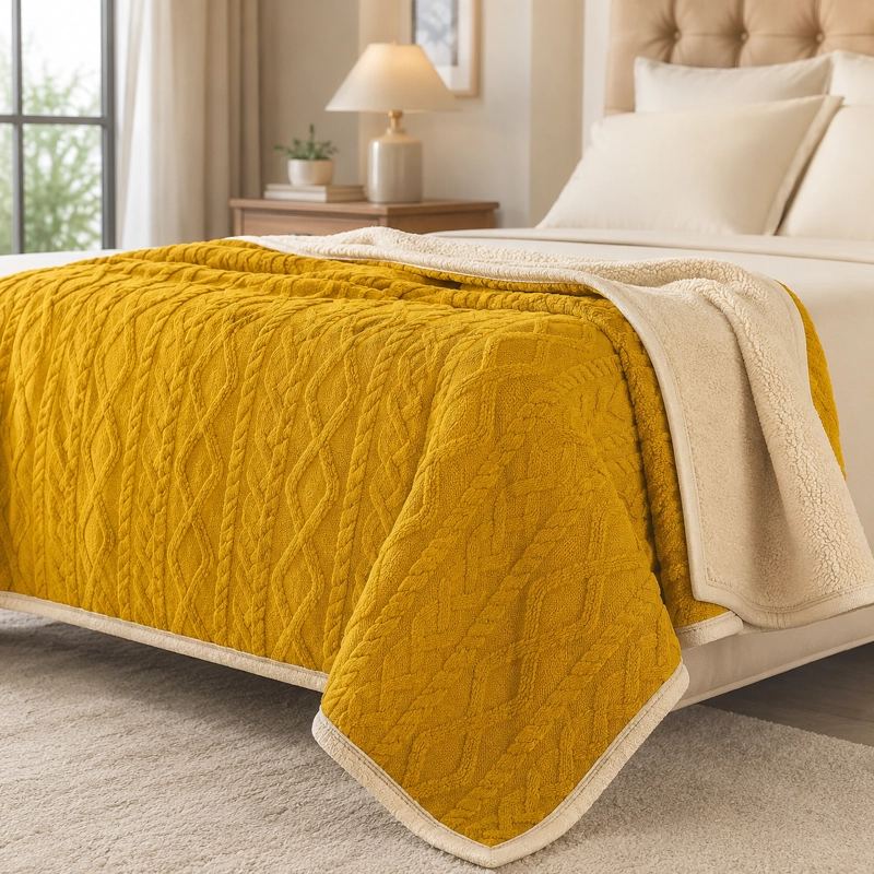 MANTA DE POLIE STER SHERPA ARMONIA AMARILLO 2 PLAZAS 200X230CM - 7
