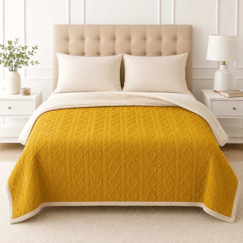 MANTA DE POLIE STER SHERPA ARMONIA AMARILLO 2 PLAZAS 200X230CM - 8