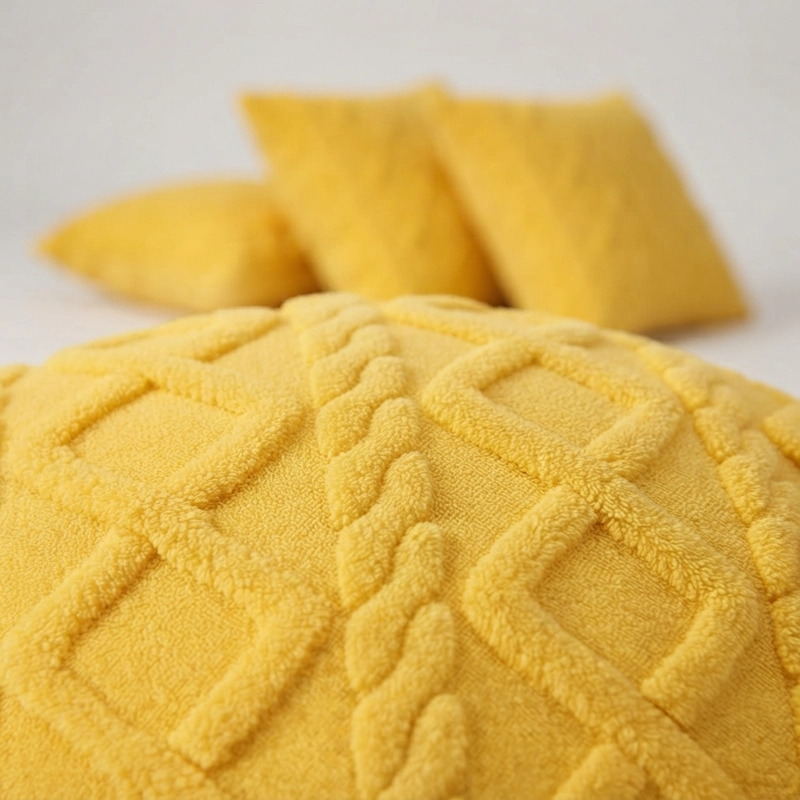 PACK 4 FUNDAS DECORATIVAS 45X45 CM PELO TRENZADO AMARILLO 758 - 8