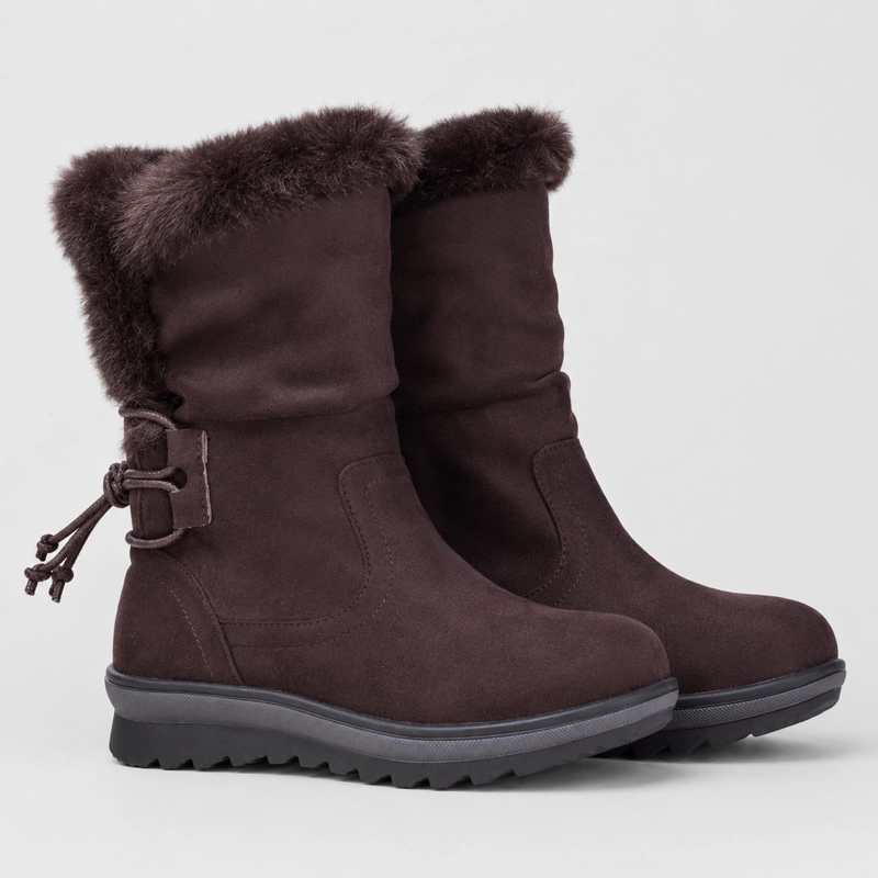CALZADO DE INVIERNO MUJER BOTA CAÑA MEDIA CAFE  CHOCOLATE 7141 - 1