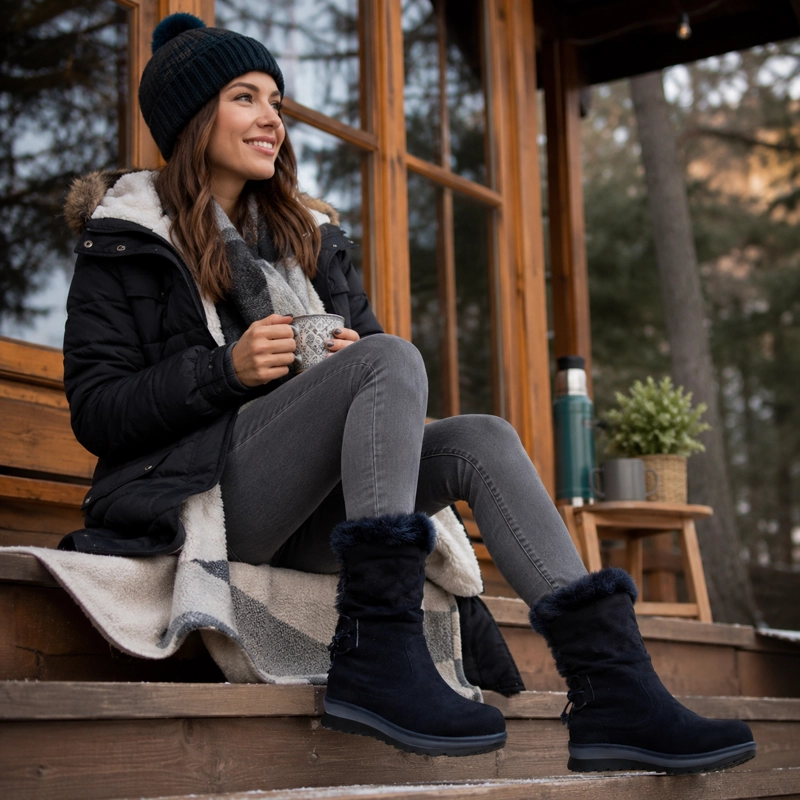 CALZADO MUJER BOTAS CAÑA MEDIA NEGRO CASUAL OTOÑO INVIERNO 7141 - 4