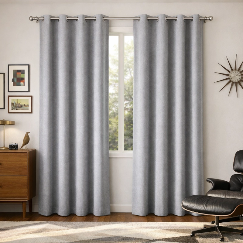 CORTINA 2 PAÑOS GRIS BLACKOUT FORRO NEGRO N°106 - 1