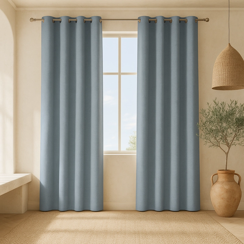 CORTINA GRIS BLACKOUT CON FORRO BLANCO DECORATIVA N°113 - 1