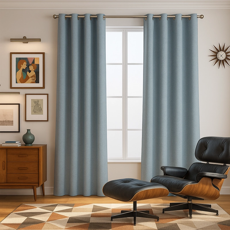 CORTINA OPACA GRIS FORRO BLANCO 2 PAÑOS DECORATIVA N°113 - 1