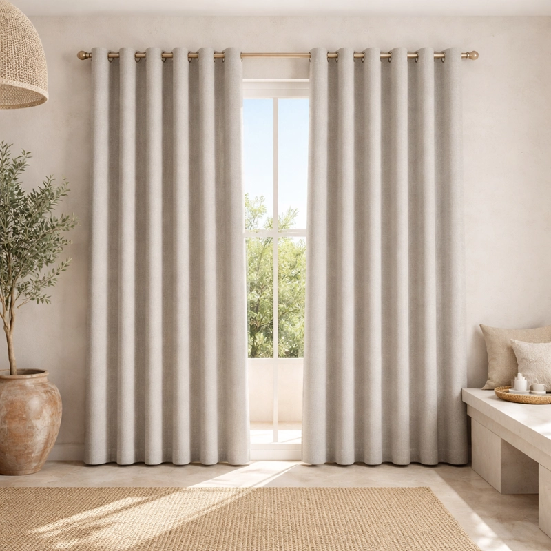 CORTINA DECORATIVA BEIGE BLACKOUT FORRO NEGRO N°107 - 1