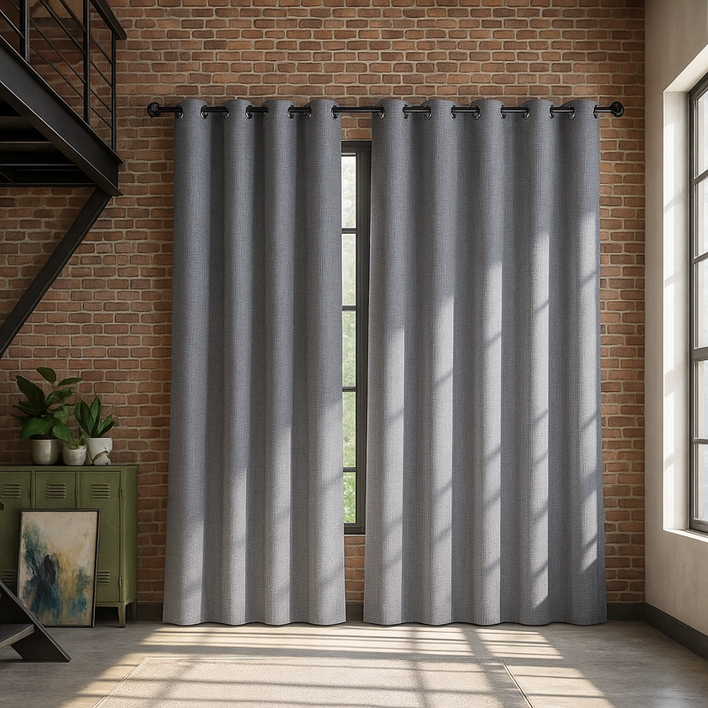 CORTINA GRIS BLACKOUT DECORATIVA FORRO BLANCO 2 PAÑOS N°103 - 1