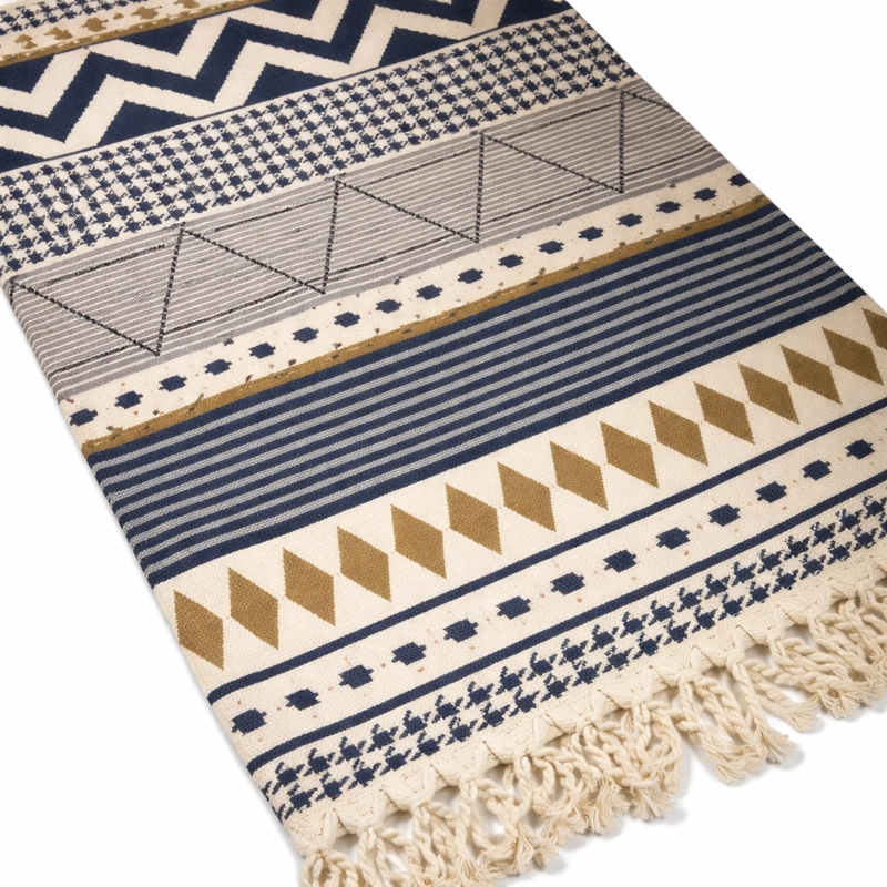 TAPETE E TNICO 60X130CM AZUL BEIGE LINO RESISTENTE 741 - 2