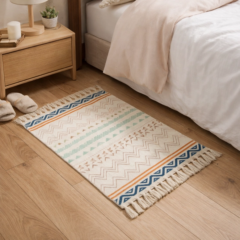 TAPETE ELEGANTE E TNICO DE LINO 60X90CM PARA CAMA 733 - 1