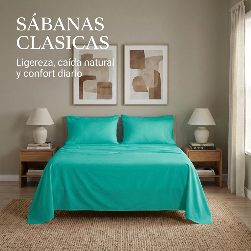 JUEGO DE SABANAS TURQUESA 2 PLAZAS 4 PIEZAS - 3