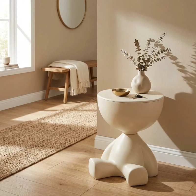 MESA AUXILIAR BEIGE MODERNA DECORATIVA DE 41CM - 3