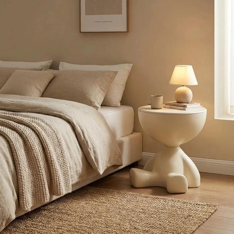 MESA AUXILIAR BEIGE MODERNA DECORATIVA DE 41CM - 4