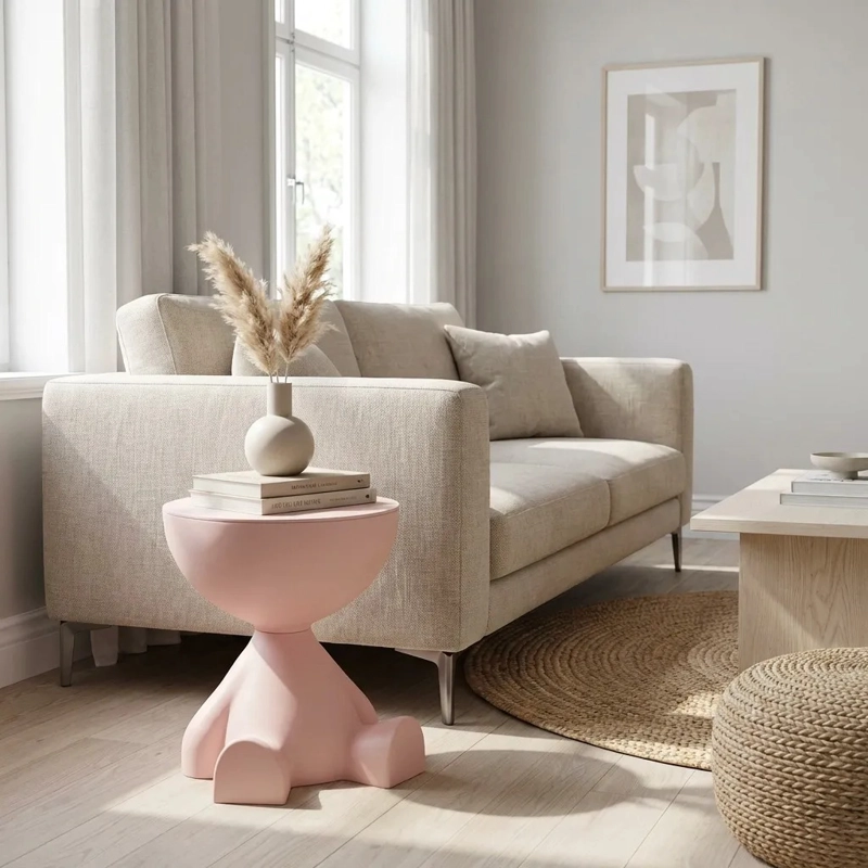 MESA AUXILIAR ROSA MODERNA DECORATIVA DE 41CM - 3