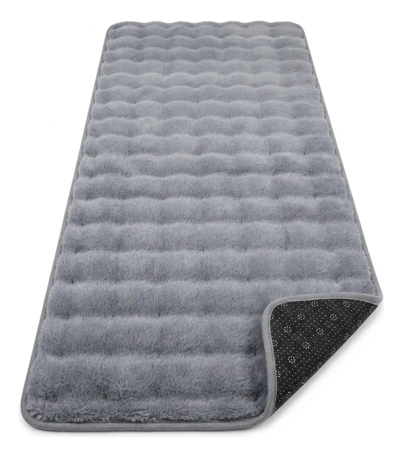 ALFOMBRA PASILLERA PELUDA BAJADA DE CAMA 602 - GRIS - 1