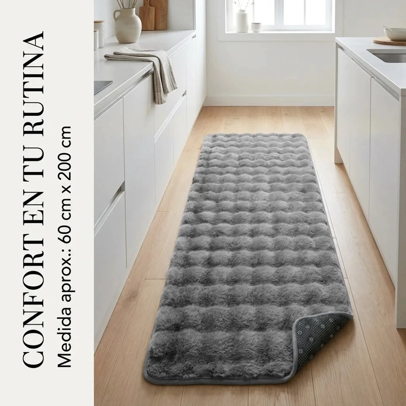 ALFOMBRA PASILLERA PELUDA BAJADA DE CAMA 602 - GRIS - 3