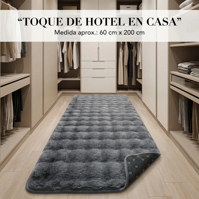 ALFOMBRA PASILLERA PELUDA BAJADA DE CAMA 602 - GRIS - 5