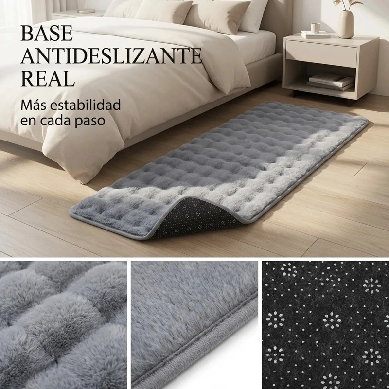 ALFOMBRA PASILLERA PELUDA BAJADA DE CAMA 602 - GRIS - 7