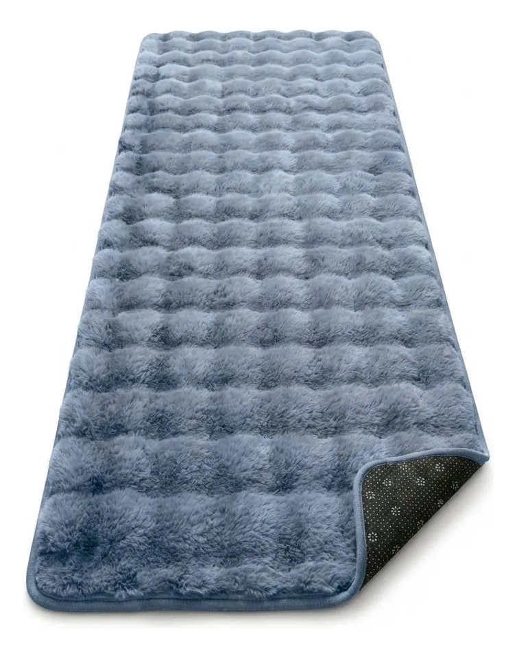 ALFOMBRA PASILLERA PELUDA BAJADA DE CAMA 602 - AZUL - 1