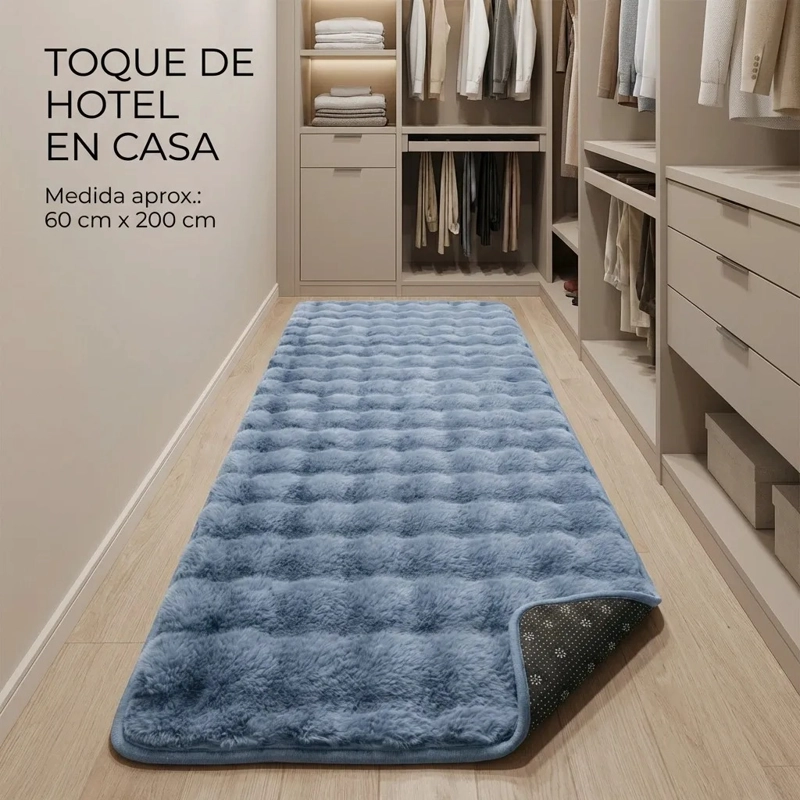 ALFOMBRA PASILLERA PELUDA BAJADA DE CAMA 602 - AZUL - 2