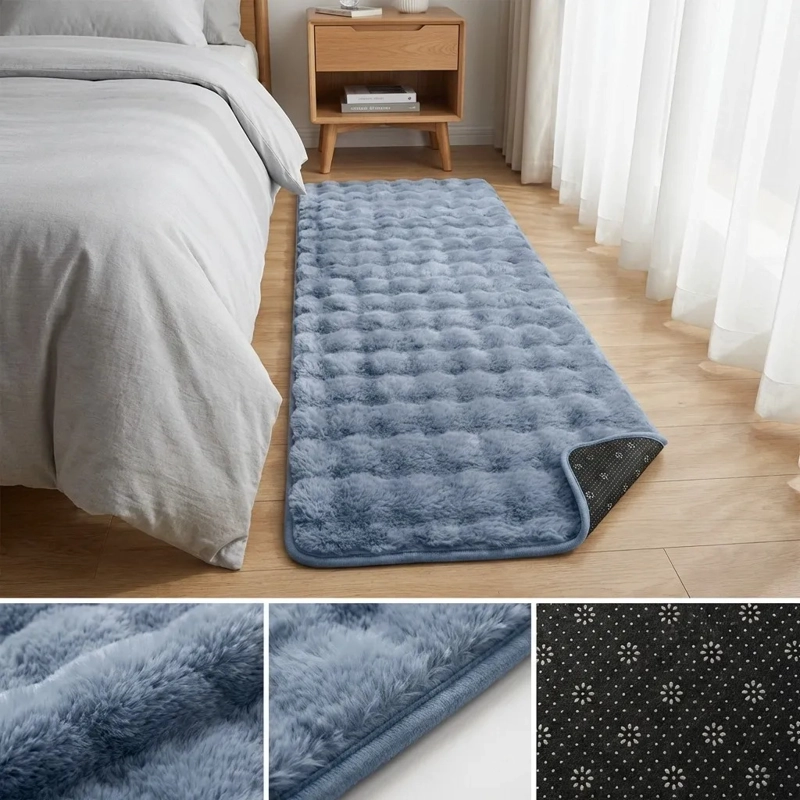 ALFOMBRA PASILLERA PELUDA BAJADA DE CAMA 602 - AZUL - 5