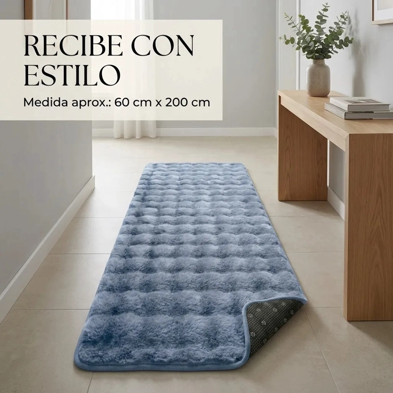 ALFOMBRA PASILLERA PELUDA BAJADA DE CAMA 602 - AZUL - 6