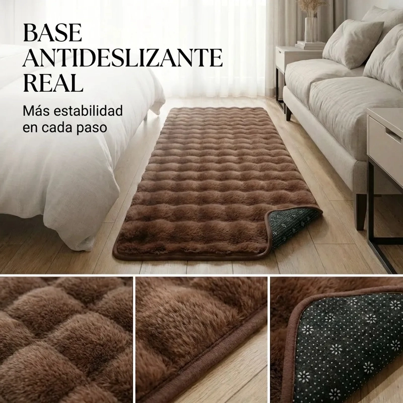 ALFOMBRA PASILLERA PELUDA BAJADA DE CAMA 602 - MARRON - 2