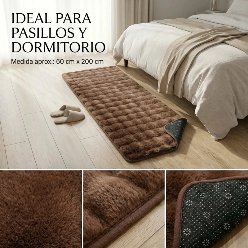 ALFOMBRA PASILLERA PELUDA BAJADA DE CAMA 602 - MARRON - 3