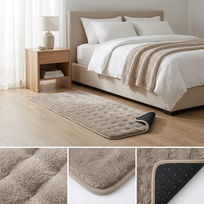 ALFOMBRA PASILLERA PELUDA BAJADA DE CAMA 602 - BEIGE - 2