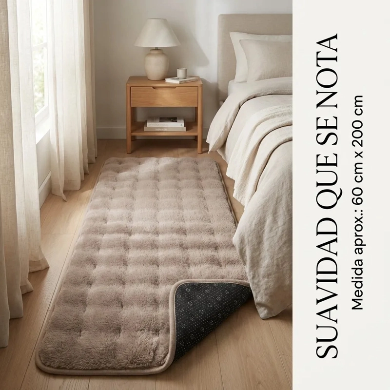 ALFOMBRA PASILLERA PELUDA BAJADA DE CAMA 602 - BEIGE - 4
