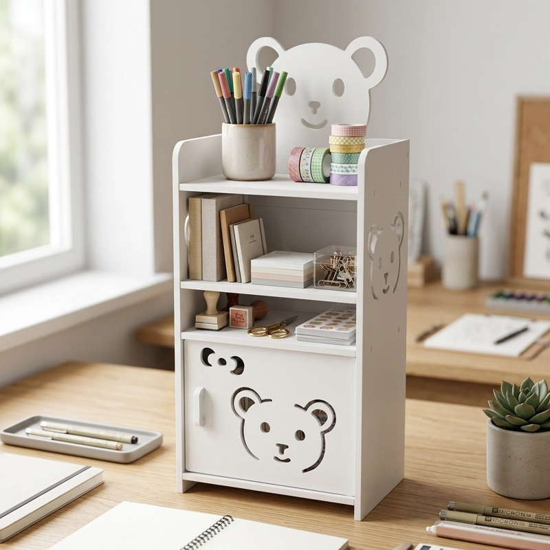 ORGANIZADOR MINI OSO CON PUERTA PARA ACCESORIOS PAPELERIA - 3