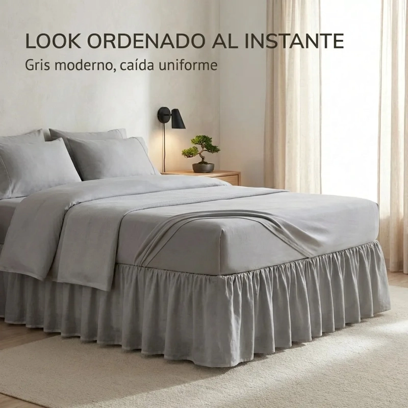 FALDON DE CAMA PREMIUM 1,5 PLAZAS GRIS - 5