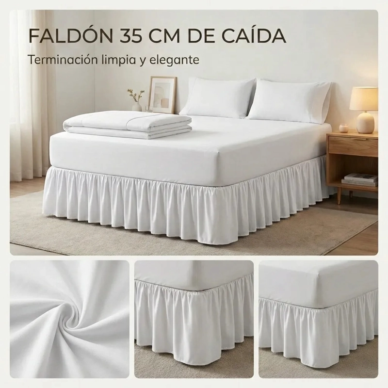 FALDON DE CAMA PREMIUM 1,5 PLAZAS BLANCO - 5