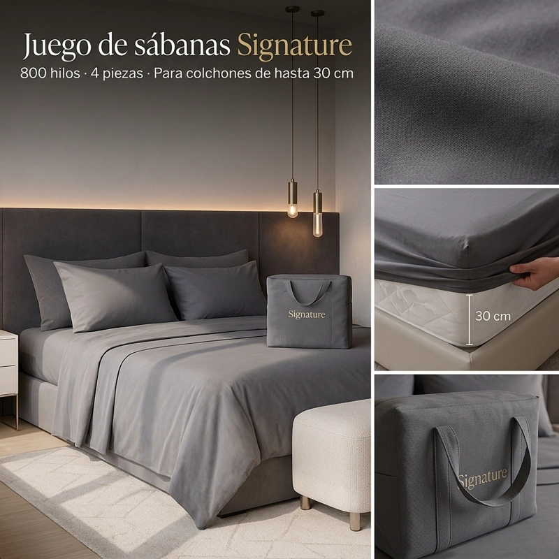 SABANAS 800 HILOS SIGNATURE AZUL ACERO 2 PLAZAS 794 - 4